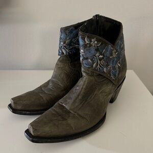 Old Gringo Minisora Leather Blue Floral Pointed Toe Western Boots